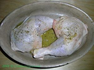 Cuisses de poulet au four, sauce aux morilles