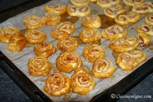 escargots et palmiers feuilletés au jambon